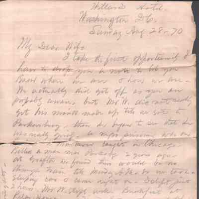 Lucy W. Summers from Lewis Summers, Aug 28, 1870