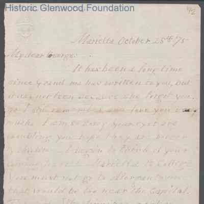 George W. Summers from Abigail E. Woodbridge, Oct 25, 1875