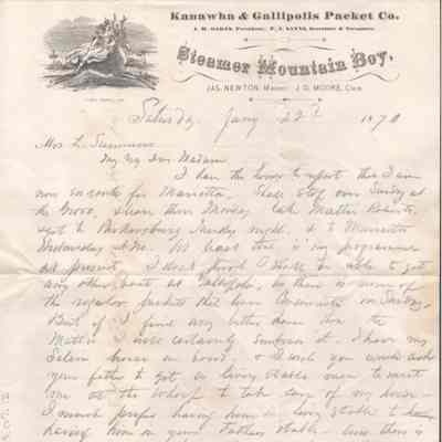 Lucy W. Summers from Lewis Summers, Jan 22, 1870