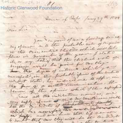 Judge George Summers to Sen. Jabez W. Huntington, Jan 29, 1844