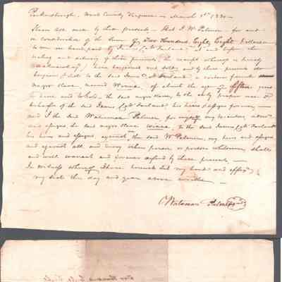 James C. McFarland Slave Purchase from J. W. Palmer, Mar 1, 1830
