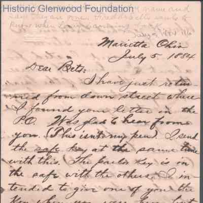 Elizabeth S. Quarrier from George W. Summers, Jul 5, 1884