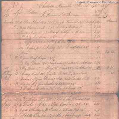 William Shaw Summers, Lyle Millan account with Summers & Bureau, 1815-1818