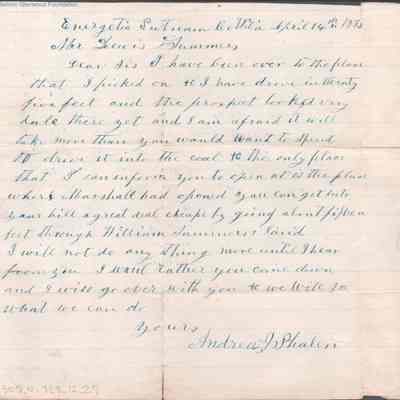 Lewis Summers from Andrew J. Phalen, Apr 14, 1885