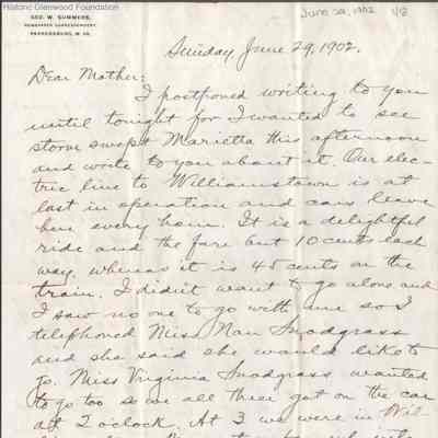 Lucy W. Summers from George W. Summers, Jun 29, 1902