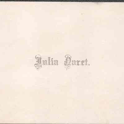 Calling card for Julia Raret, no date