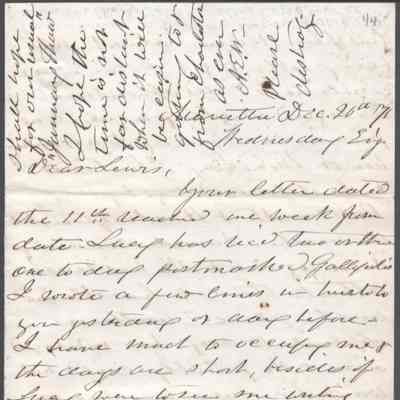 Lewis Summers from Abigail E. Woodbridge, Dec 20, 1871