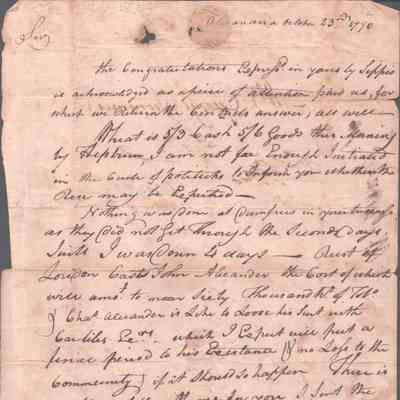 Col. George Summers from William S. Summers, Oct 23, 1790