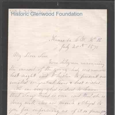 Lewis Summers from Anna I. S. Ryon, Jul 20, 1876