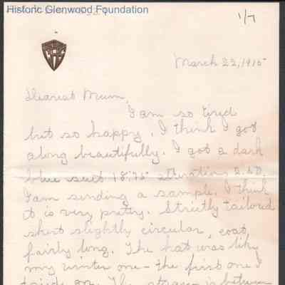Elizabeth S. Quarrier from Lucy S. Quarrier, Mar 22, 1915
