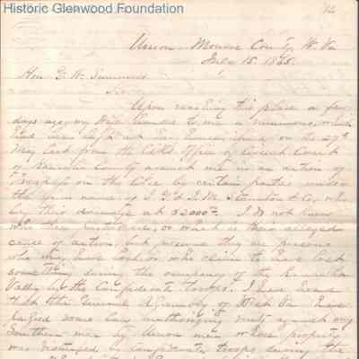 Judge George Summers from Gen. John Echols, Jul 15, 1865