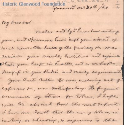 Lewis Summers from Judge George Summers, Oct 30, 1864