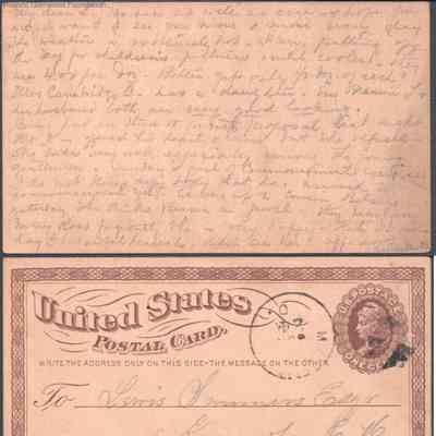 Postcard to Lewis Summers from Lucy W. Summers, no date