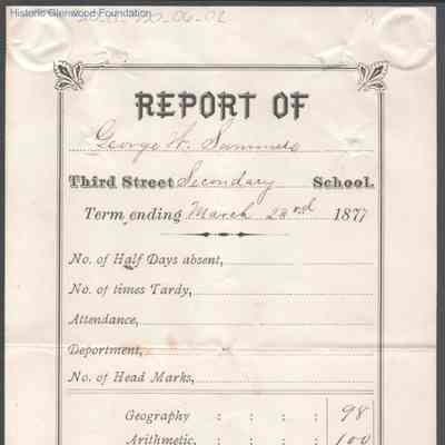 George W. Summers, Progress Report, Third Street Secondary School, Mar 23, 1877