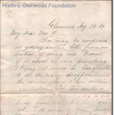 Lewis Summers to Mrs. W., Aug 29, 1869