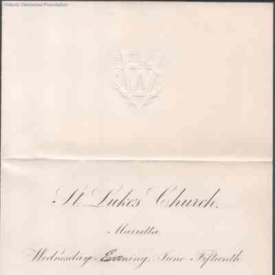 Lewis & Lucy W. Summers, invitation to St. Luke's Church in Marietta, Ohio, no date