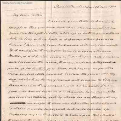 Ann "Nancy" Summers, correspondence from son Judge Lewis Summers, 1843