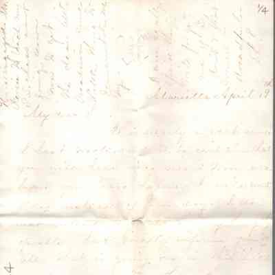 Lewis Summers from Lucy W. Summers, Apr 19, 1867