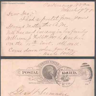 George W. Summers from William D. Woodbridge, Mar 19, 1888