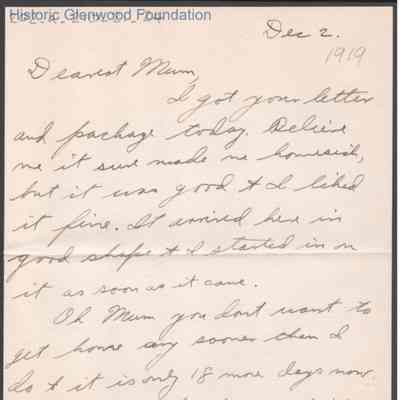 Elizabeth S. Quarrier from Alexander W. Quarrier, Dec 2, 1919