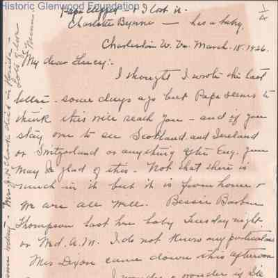 Lucy S. Quarrier from Elizabeth S. Quarrier, Mar 18, 1926