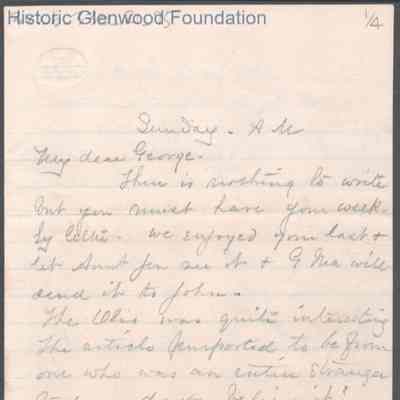 George W. Summers from Lucy W. Summers, no date