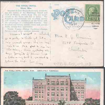 Postcard to Elizabeth S. Quarrier from Lucy S. Quarrier, Feb 14. 1931
