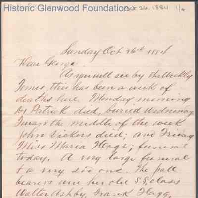 George W. Summers from Lewis Summers, Oct 26, 1884