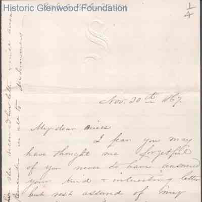 Lucy W. Summers from Lucy Smith, Nov 30, 1867
