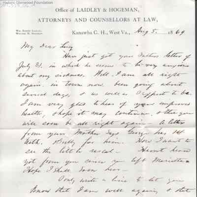 Lucy W. Summers from Lewis Summers, Aug 5, 1869