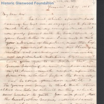 Lewis Summers from Judge George Summers, Oct 24, 1865
