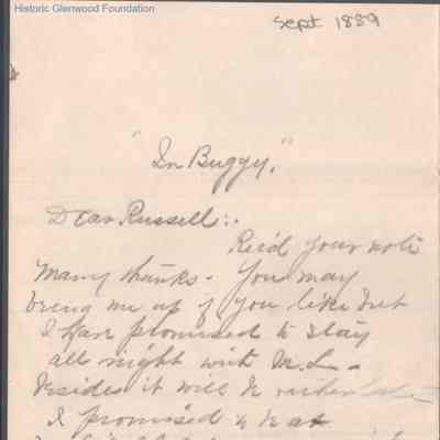 Russell G. Quarrier from Elizabeth S. Quarrier, Sep 1889