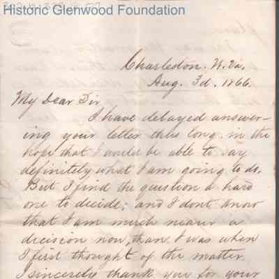 Lewis Summers to John M. Woodbridge, Aug 3, 1866
