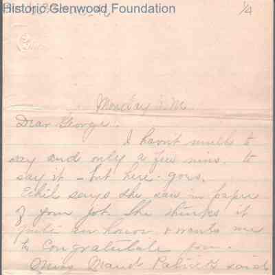 George W. Summers from Elizabeth S. Quarrier, no date