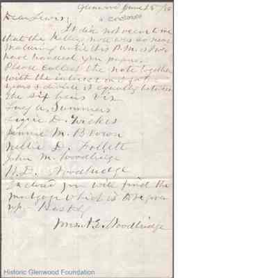 Lewis Summers from Abigail E. Woodbridge, Jun 25, 1885