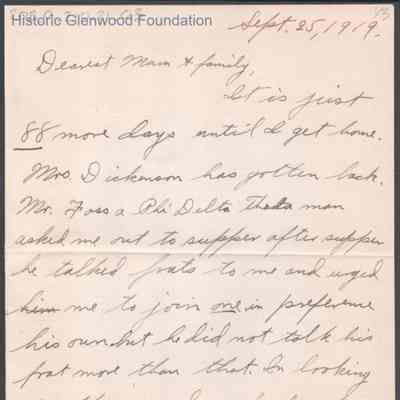 Elizabeth S. Quarrier from Alexander W. Quarrier, Sep 25, 1919