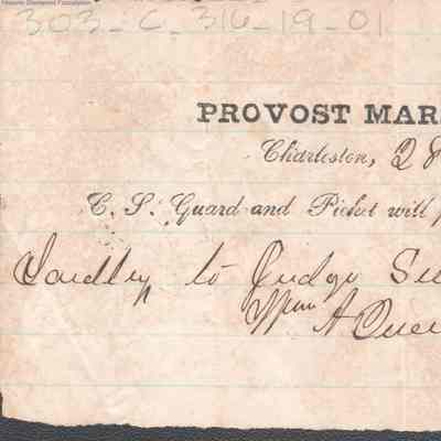 Confederate Army Pass for Alberta Laidley to Summers Farm, Sep 28, 1862