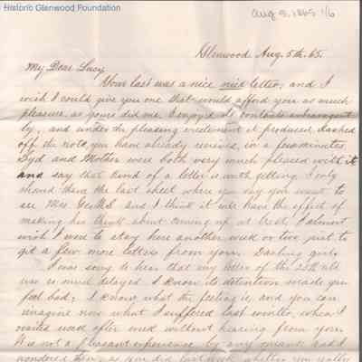 Lucy W. Summers from Lewis Summers, Aug 5, 1865