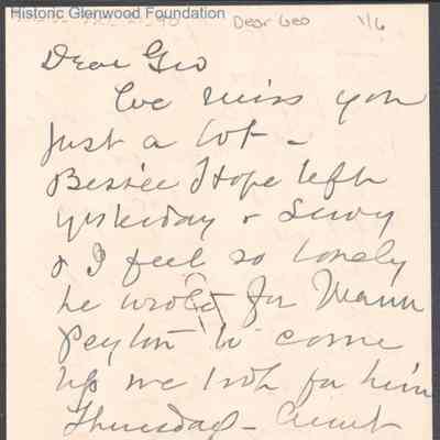 George W. Summers from Lucy W. Summers, no date