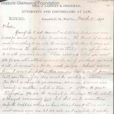 Lewis Summers from William S. Laidley, Mar 7, 1870