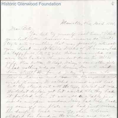 Elizabeth S. Quarrier from George W. Summers, Nov 16, 1884