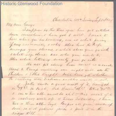 George W. Summers from Lewis Summers, Sep 14, 1884