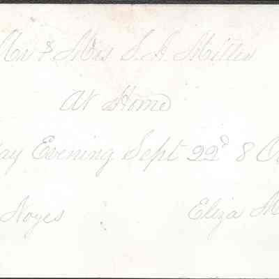 Calling card for Mr. & Mrs. S. A. Miller, no date