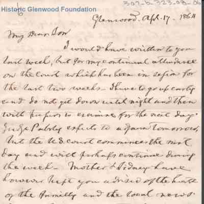 Lewis Summers from Judge George Summers, Apr 17, 1864
