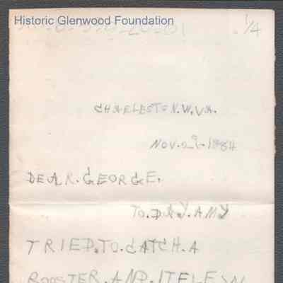 George W. Summers from Lewis Summers, Jr., Nov 29, 1884