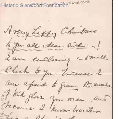 Christmas card to Lucy W. Summers from Jane W. Brown, no date