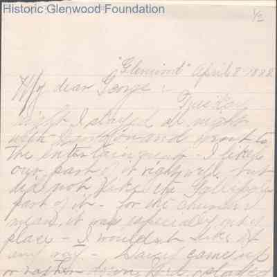 George W. Summers from Elizabeth S. Quarrier, Apr 8, 1888