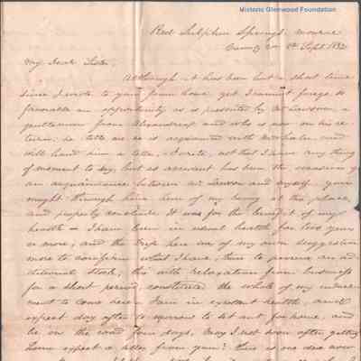 William Shaw Summers to Jane E. Wheeler, Sept. 8, 1832