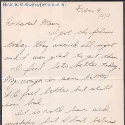 Elizabeth S. Quarrier from Alexander W. Quarrier, Dec 4, 1919