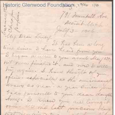 Lucy W. Summers from Naomi T. Newkirk, Jul 3, 1906